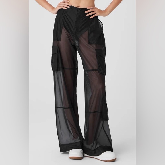 ALO Yoga Pants - ALO Yoga Black Sheer Wide Leg Pants